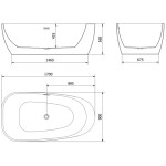 MEXEN/S - Giada volně stojící vana 170 x 90, bílá lesk, sifon a přepad bílá 52741709000-20