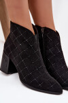 Dámské kotníkové boty na podpatku se zdobením D&A MR52-133 Černé 37