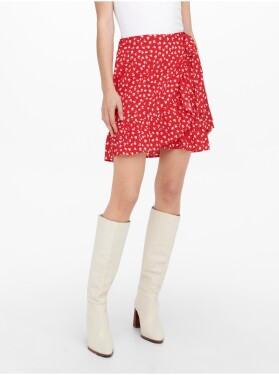 Červená dámská květovaná zavinovací sukně ONLY Olivia - Dámské