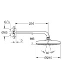 GROHE - Tempesta Hlavová sprcha 210, 1 proud, sprchové rameno 29 cm, chrom 26411000