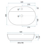 REA - Umyvadlo na desku Aura 42 Sandy REA-U3226