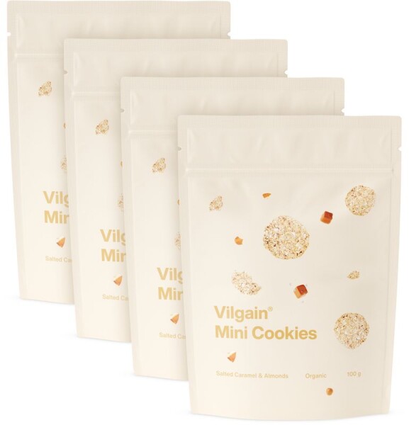 Vilgain Mini Cookies BIO – 4× slaný karamel s mandlemi 100 g