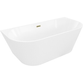 MEXEN/S - Oris volně stojící vana nástěnná reliéf 150 x 75, bílá, sifon a přepad złot 52871507500-50
