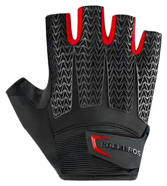 Rockbros S169BR černá/červená / Cyklistické rukavice / Gelové vložky / Velikost L (5907769312762)