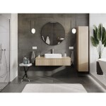 MEXEN/S - Rivel koupelnová skříňka pod umyvadlo 120 cm s deskou, 1 šuplík, reliéf , dub 91A20-12023-1-BFC81