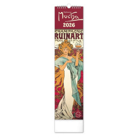 Kalendář 2026 nástěnný: Alfons Mucha, 12 x 48 cm