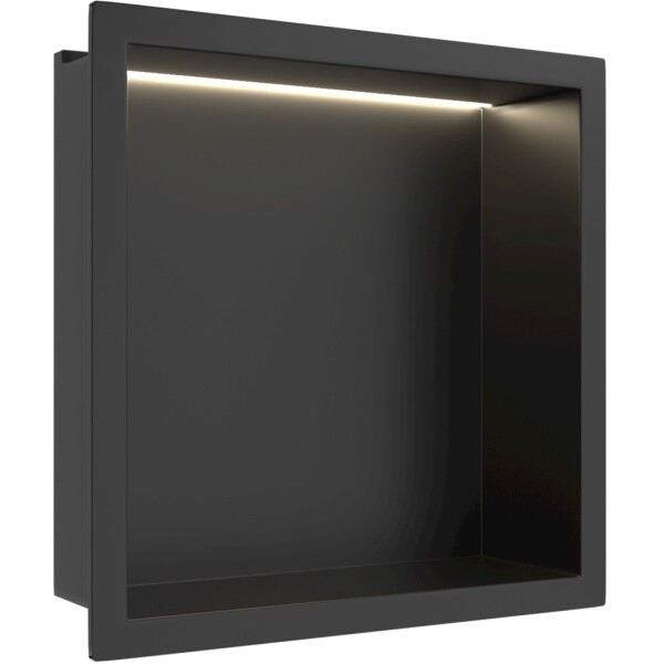 CERANO - Zápustná polička/nika do obkladu s LED osvětlením - černá matná - 30x30x10 CER-002626