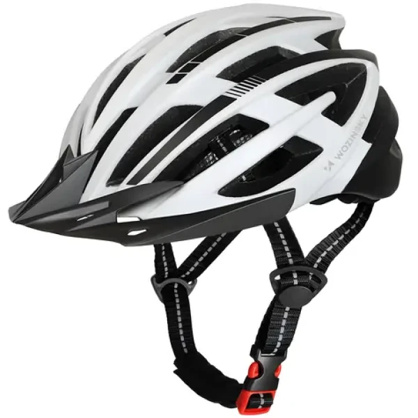 Wozinsky MTB M černá/bílá / Cyklistická přilba / odnímatelný kšilt / zadní USB světlo