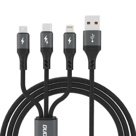 Dudao Datový kabel L3E 3v1 / USB-C / MicroUSB / Lightning 60W / 1.2 m / černá (181545)
