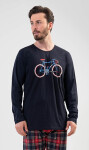 Pánské pyžamo dlouhé Old bike tmavě modrá XL