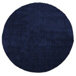 DumDekorace Kulatý huňatý koberec s vysokým vlasem tmavě modrý Šířka: 100 cm | Délka: 100 cm