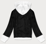 Černá džínová bunda s teplákovou kapucí (POP5920-K) černá L (40)