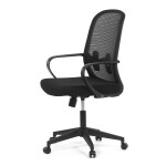 Židle kancelářská, černý MESH a černá látka, plastový kříž, houpací mechanismus.