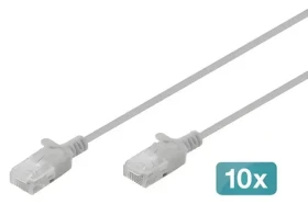 Digitus šedý / Patch kabel / Cat6 U/UTP Slim / 2 m / 10 ks (DK-1618-020S-10)