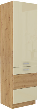 Vysoká skříňka pro vestavnou lednici Artisan 60 LO-210 2F Barva korpusu: Dub artisan, Barva dvířek: Krémový lesk
