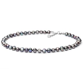 Perlový náhrdelník Octavia - barokní sladkovodní perla, Černá 50 cm