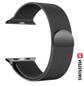 SWISSTEN milánský tah řemínek pro Apple Watch 42-44 mm černá (46000211)