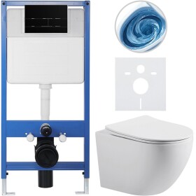 CERANO Kompletní WC set Profi/Cesso - bílá matná - WC tlačítko Line/Černá lesklá - předstěnová instalace - 49x36 cm - 8050BD84369