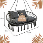 Závěsné křeslo, čapí hnízdo pro 2 osoby - 320 kg svetlá sivá