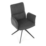 Židle jídelní, šedá látka, 360° vratný mechanismus, černý kov