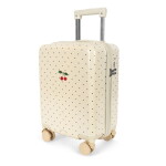 Konges Sløjd Dětský cestovní kabinový kufr s kolečky Navy Dots, krémová barva, plast