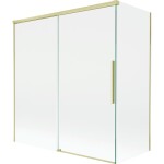 MEXEN/S - Rox vanová zástěna 2-křídlová posuvná 150 + 70 x 150, transparent, zlatá kartáčovaná 8C9-150-070-55-00