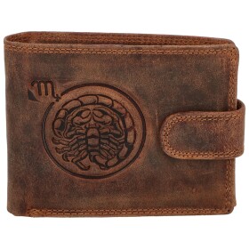 Pánská kožená peněženka Zvěrokruh Štír, hnědá