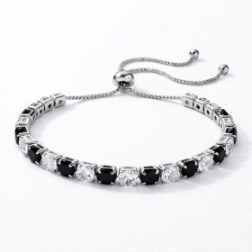 Náramek s černými zirkony Cianoti, Černá 26 cm