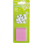 Amscan Dortové svíčky růžové 24ks + 12 drzaku Amscan Dortové svíčky růžové 24ks + 12 drzaku