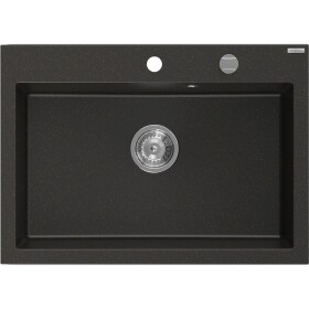 MEXEN - Elix granitový dřez 1-miska 700 x 500 mm, černá/zlatá metalik, sifon chrom 6526701005-75