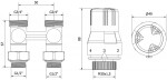 MEXEN/S - G02 středová termostatická souprava pro radiátor DN50, středová 1/2"x3/4", nikl W912-012-928-01