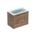 GEBERIT - Selnova Square Umyvadlová skříňka 64x79x48 cm, s umyvadlem, 2 zásuvky, ořech hickory 501.242.00.1