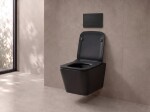 CERANO - WC závěsné Forte, Rimless - bezokrajové splachování + Slim/SoftClose sedátko - černá matná - 51x36 CER-538750