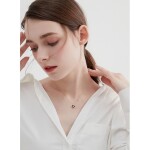 Stříbrný náhrdelník se zirkony Kamélie - květina, stříbro 925/1000, Zlatá 40 cm + 3 cm (prodloužení)