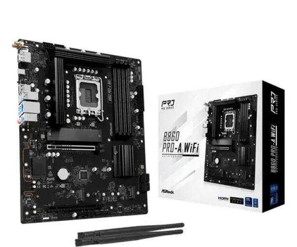 ASRock B860 Pro-A WiFi / B860 / LGA 1851 / 4x DDR5 / PCIEx 16 / 2.5GLAN / Wi-Fi / ATX (90-MXBRL-A0UAYZ)