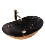 REA - Umyvadlo na desku Royal In Black Marble Gold REA-U8008