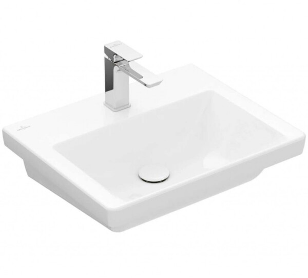 VILLEROY & BOCH - Subway 3.0 Umyvadlo 55x44 cm, bez přepadu, otvor pro baterii, CeramicPlus, Stone White 4A7056RW