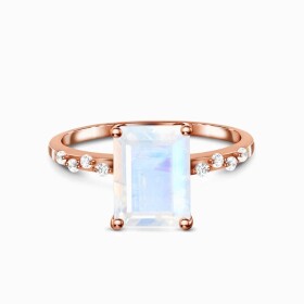 Royal Fashion prsten 14k zlato Vermeil GU-DR23091R-ROSEGOLD-MOONSTONE-TOPAZ Velikost: 6 (EU: 51-53)