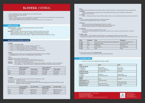 Přehledová tabulka učiva slovesa