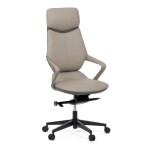 Kancelářské křeslo, šedá ekokůže, houpací mechanismus s aretací ve 4 polohách, kovový kříž, kolečka pro tvrdé povrchy