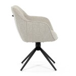Židle jídelní a konferenční, krémová látka, černé kovové nohy, otočný mechanismus