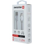 Swissten 71521203 USB 2.0 typ A na C, USB 2.0, zástrčka A - zástrčka C, opletený, 1,2m, stříbrný