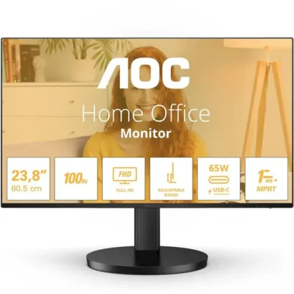 23.8" AOC 24B3CF2 černá / IPS / 1920x1080 / 16:9 / 4ms / 1300:1 / 250cd-m2 / HDMI + USB-C / VESA (24B3CF2)