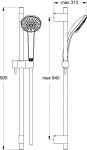 IDEAL STANDARD - Idealrain Pro Set sprchové hlavice 100, 3 proudy, tyče a hadice, chrom B9836AA