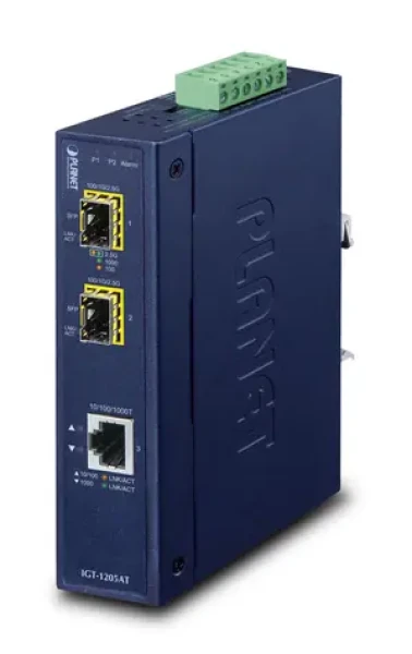 PLANET IGT-1205AT / Konvertor / RJ-45 10/100/1000 - 2x SFP 100/1000X / IP30 / DIN lišta / -40 až 75 °C (IGT-1205AT)