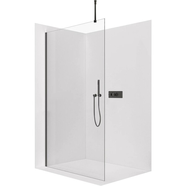 CERANO Sprchová zástěna Walk-in Onyx Top Round L/P - 10 mm - kulatá vzpěra - černá matná, transparentní sklo - 110x200 cm