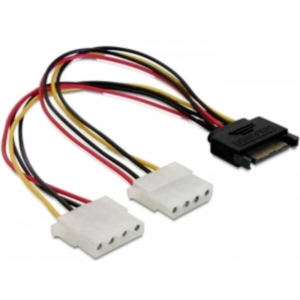 DeLock 65227 napájecí adaptér SATA samec 15 pin > 4 pin Molex + 3,5 floppy