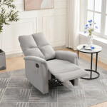 Relaxační křeslo, manuální ovládání, světle šedá látka