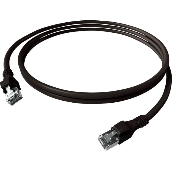 Easylan CPP1OSASAS0010 RJ45 síťové kabely, propojovací kabely CAT 6A S/FTP 1.00 m černá dvoužilový stíněný, bez halogenů, samozhášecí 1 ks