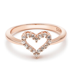Emporial Elenys prsten Třpytivé srdce Rose Gold 14k růžové zlato Velikost: 7 (EU: 54-56)